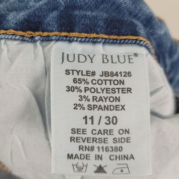 Judy Blue Size 30 Cropped Straight Fit Jeans Front Back Seam Stretch Blue - Picture 10 of 12
